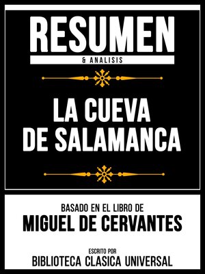 cover image of Resumen & Analisis--La Cueva De Salamanca--Basado En El Libro De Miguel De Cervantes